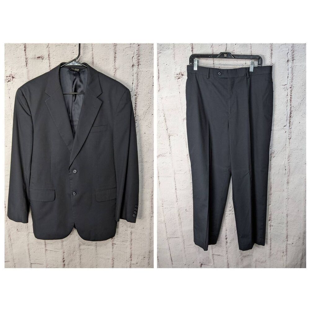 Jos. A. Bank Mens Suit 2 Piece Navy Blue Blazer 40R Pants 34x28